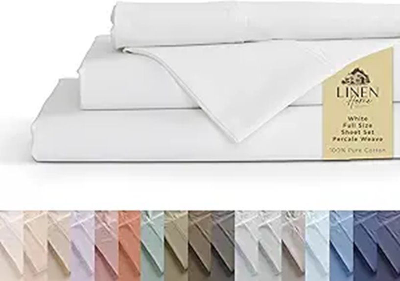 Linen Home 100% Cotton Percale Sheets Set