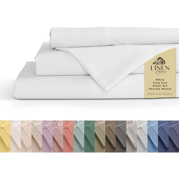 Linen Home 100% Cotton Percale Sheets King Set