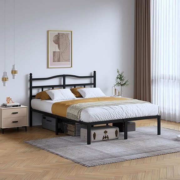 14-Inch Queen Metal Bed Frame with Headboard