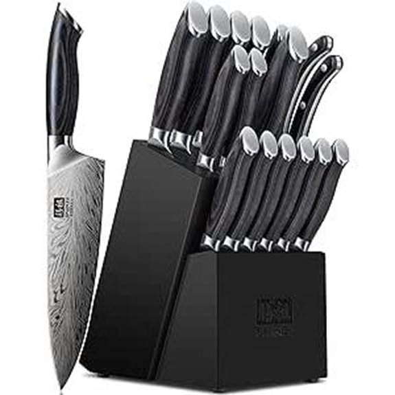 SHAN ZU 16-Piece Kitchen Knife Set with Pakkawood Handles