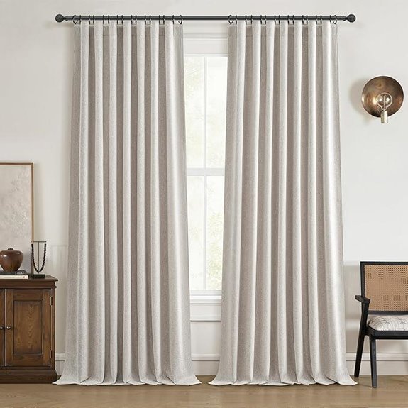 Black Out 96 Inch Boho Linen Curtains (2 Panels)