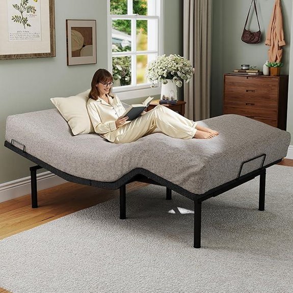 Hanherry Queen Adjustable Bed Frame with USB Ports