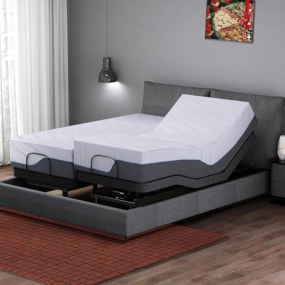 Split King Adjustable Bed Frame with Gel Mattress