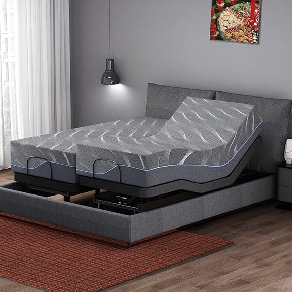 Split King Adjustable Bed Frame with Memory Foam Mattress