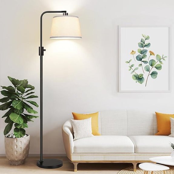 Upgraded Dimmable LED Arc Floor Lamp with Linen Shade