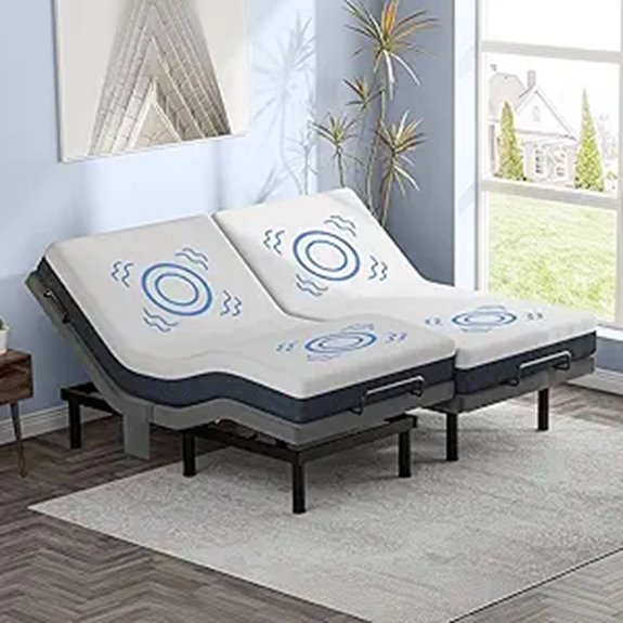 Adjustable Split King Bed Frame with Massage and USB