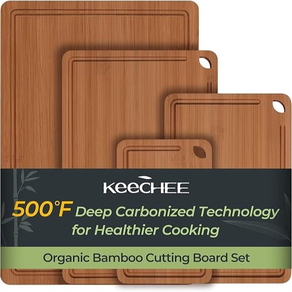 Carbonized Bamboo Cutting Board Set (4 Pcs)