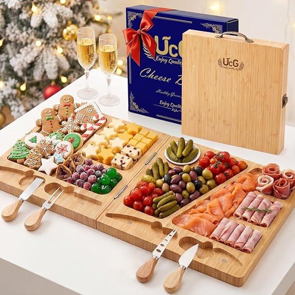 Bamboo Charcuterie Board with Knife Set for Gifting
