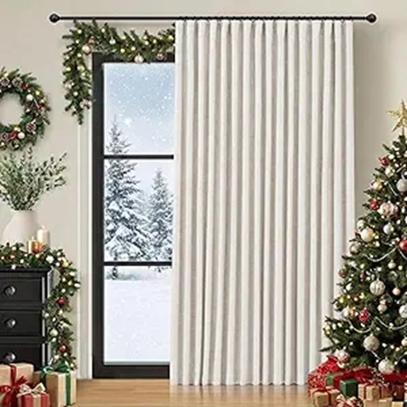 INOVADAY Blackout Sliding Door Curtains Beige 84 Inches