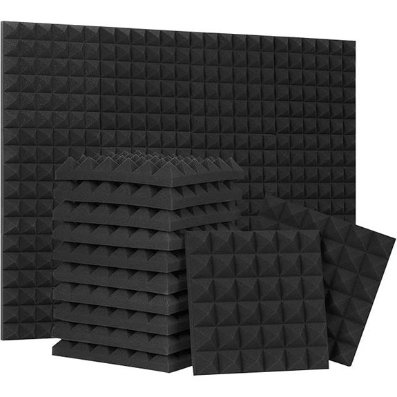 24 Pack Black Acoustic Foam Panels for Soundproofing