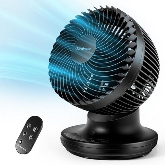 OmniBreeze 6 Black Desktop Fan with Remote