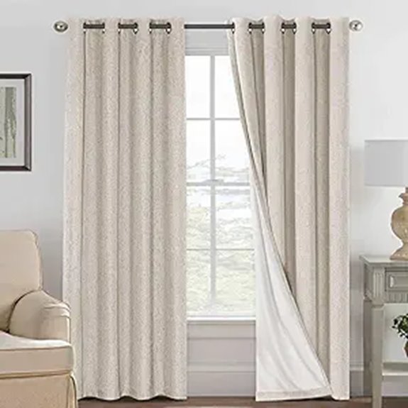 H.VERSAILTEX Linen Blackout Curtains for Bedroom (2 Panels)
