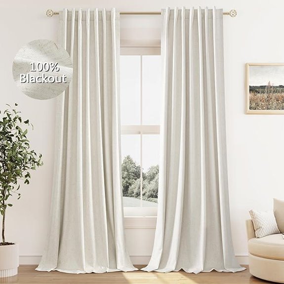 Guken Linen Blackout Curtains (84 Inch 2 Panels)