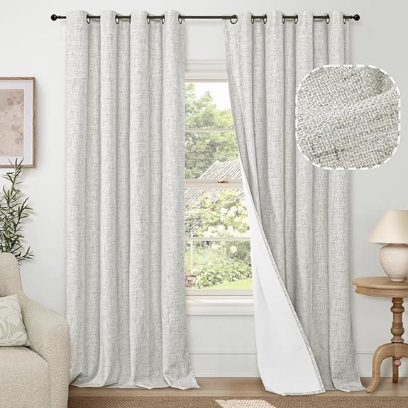 Blackout Linen Curtains for Living Room 2 Panels