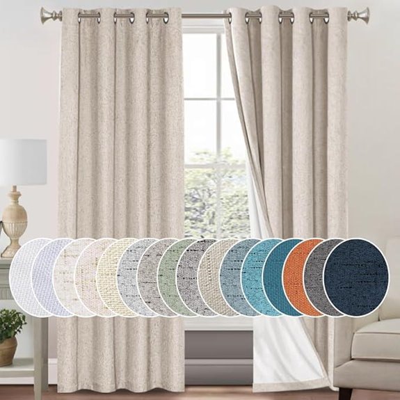 PrinceDeco Linen Blackout Curtains 2 Panels 84 Inches