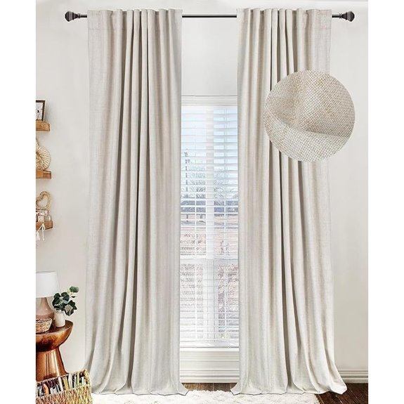 Blackout Linen Curtains 84 Inches 2 Panels Set