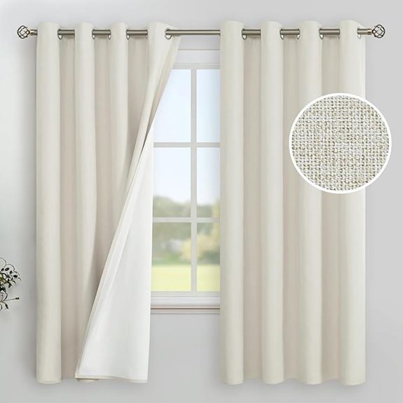 YoungsTex Blackout Linen Curtains 63 Inches 2 Panels