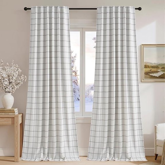 NICETOWN Blackout Plaid Linen Curtains for Bedroom