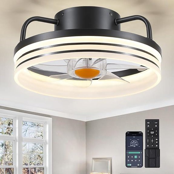 Bladeless Flush Mount Ceiling Fan with Light and Remote