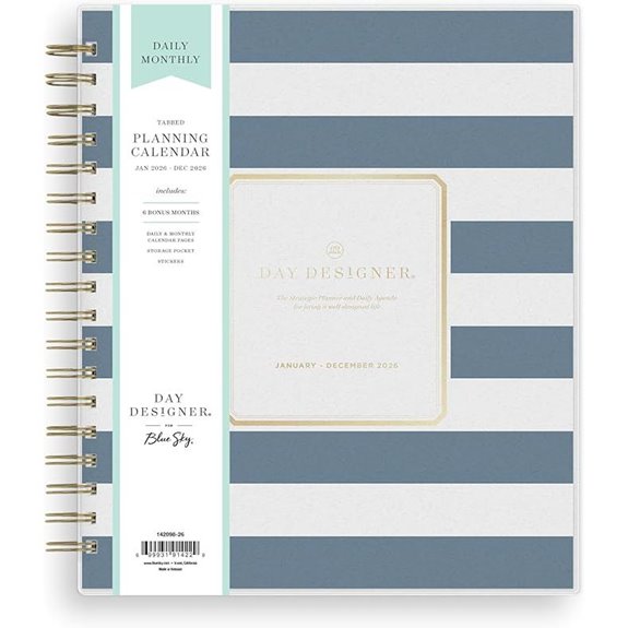 Blue Sky 2026 Daily & Monthly Planner with Tabs