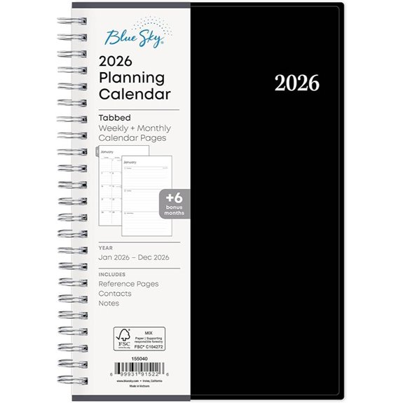 Blue Sky 2026 Weekly & Monthly Planner Calendar