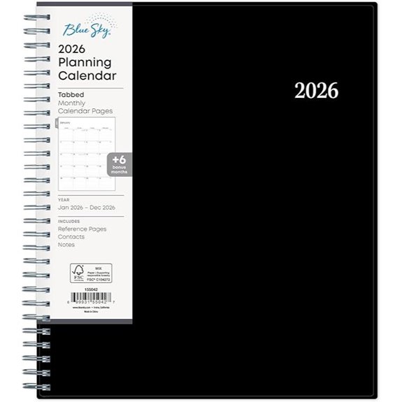 Blue Sky 2026 Monthly Planner with Laminated Tabs
