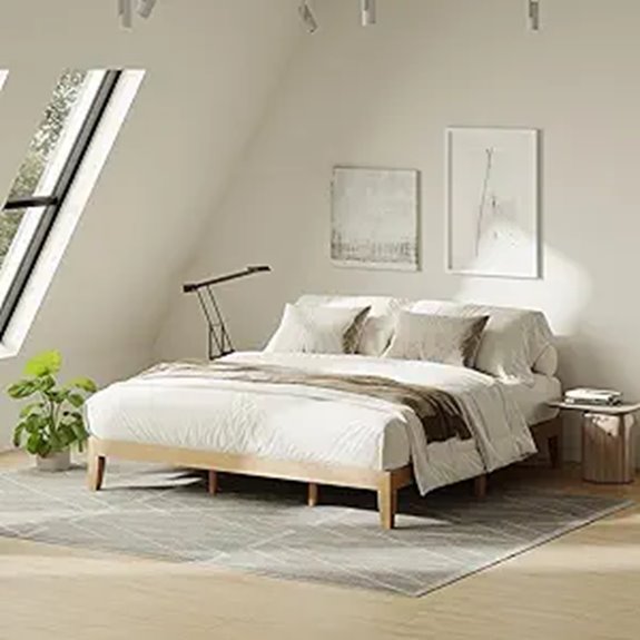 Cal King Wood Platform Bed Frame with Slats