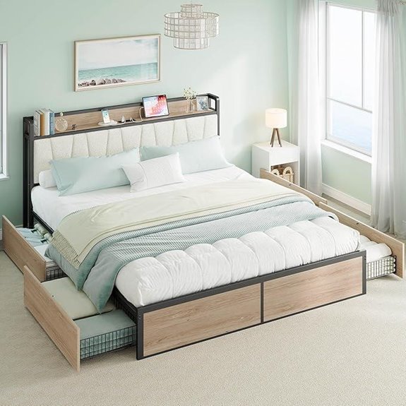 LIKIMIO California King Bed Frame with Storage
