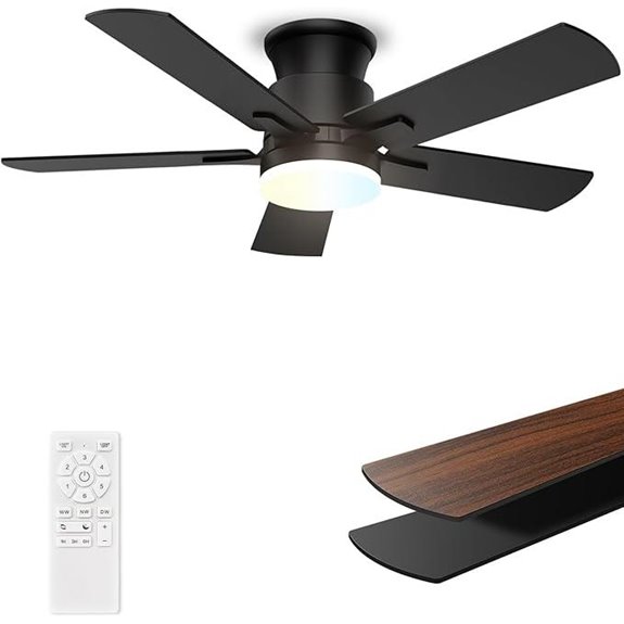 Flush Mount Ceiling Fan with Lights Remote Dimmable