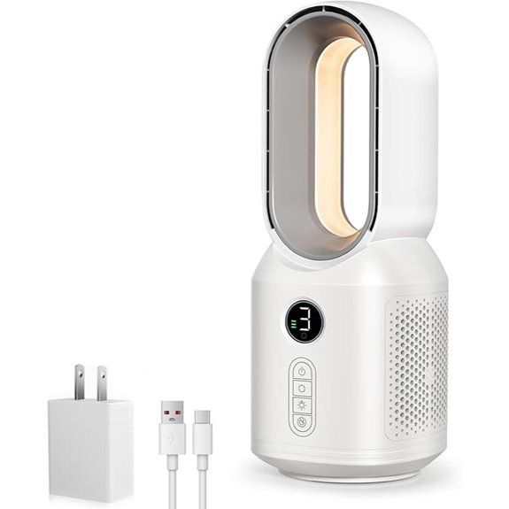 13-Inch Portable Bladeless Desk Fan with Night Light