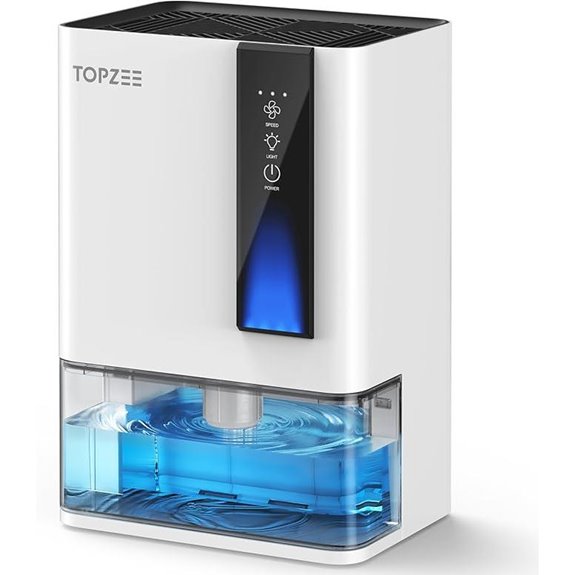 TOPZEE Small Quiet Dehumidifier with LED Lights