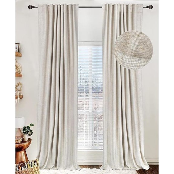 Blackout Linen Curtains 84 Inches 2 Panels Cream