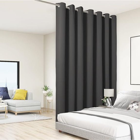BONZER Room Divider Curtain Soundproof Insulated Dark Grey