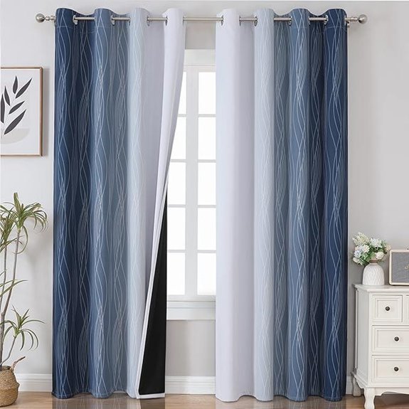 Estelar Navy & Grey Room Darkening Thermal Curtains