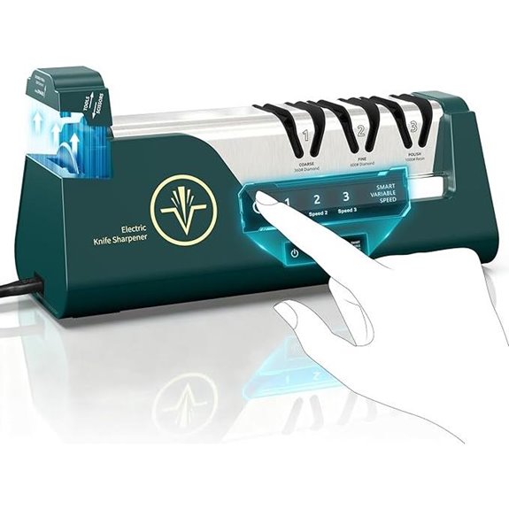 Electric Knife Sharpener with Diamond Abrasives & Adjustable Speed
