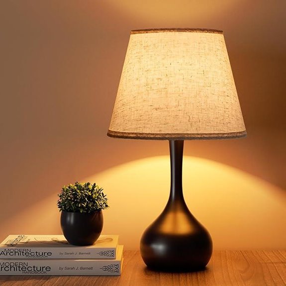 ONEWISH Dimmable Farmhouse Bedside Table Lamp