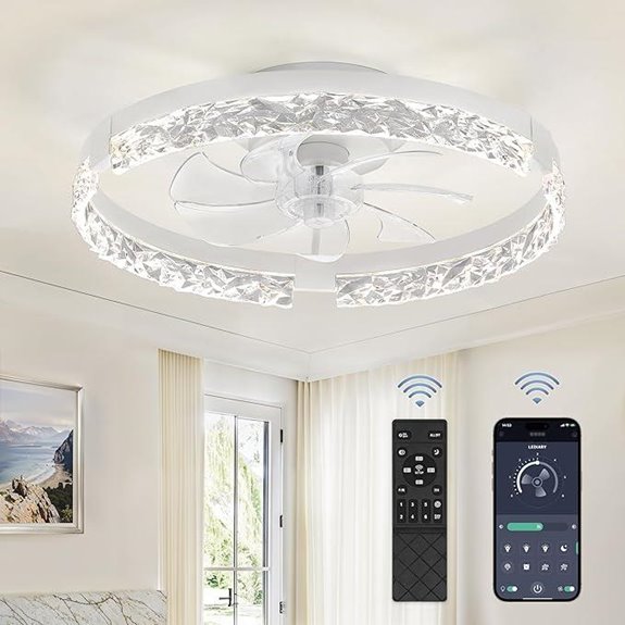 LEDIARY 20-Inch Dimmable LED Ceiling Fan with Lights