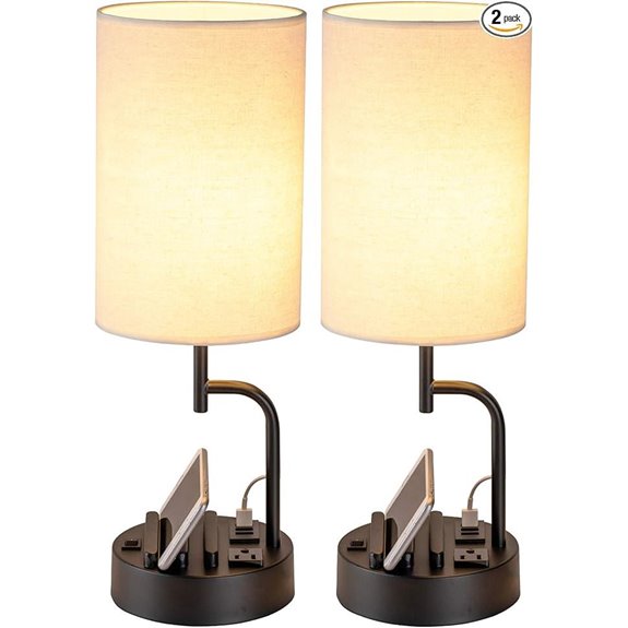 Dreamholder Table Lamp with USB Ports & Phone Stand (Pack of 2)
