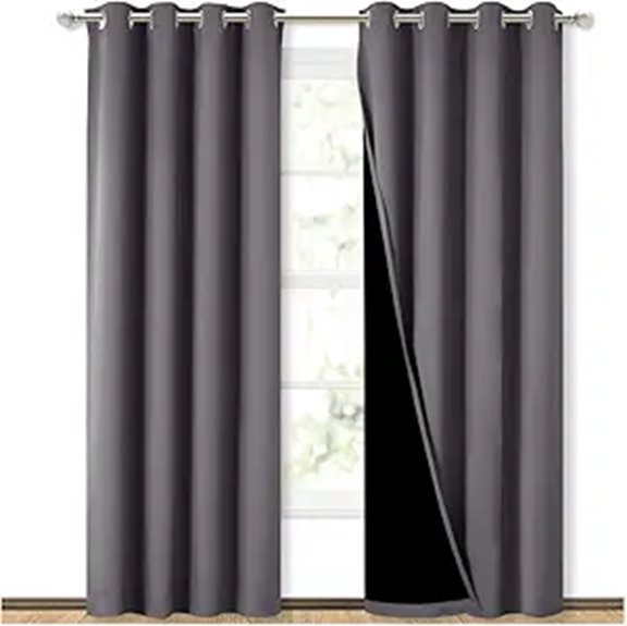 NICETOWN Grey Blackout Curtain Panels 52x84