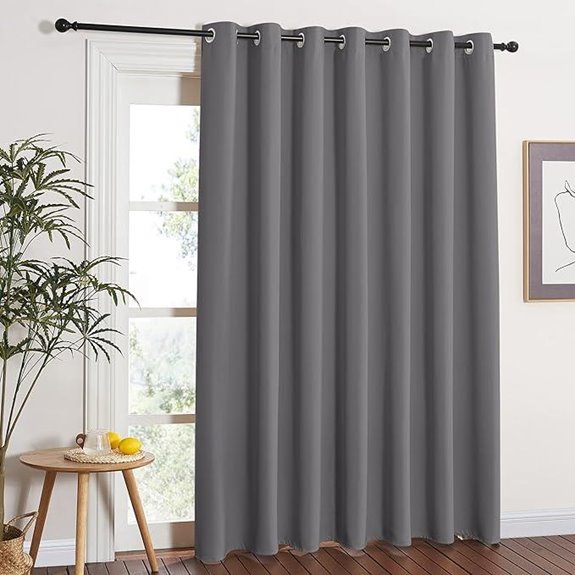NICETOWN Grey Blackout Patio Door Curtains (W100 x L84)