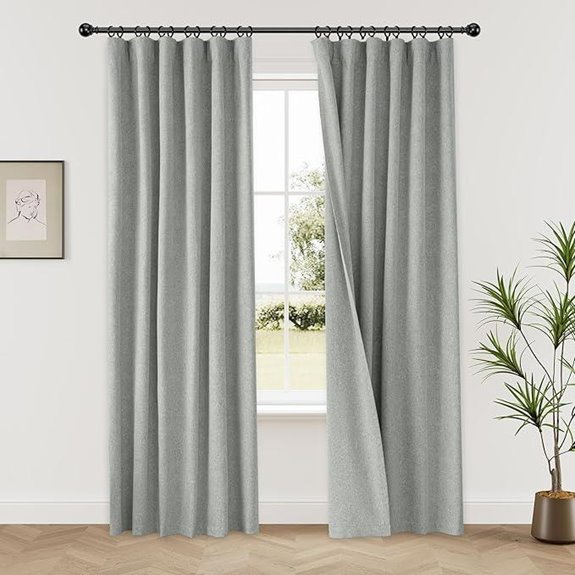KangBang Grey Linen Blackout Curtains (2 Pack 84)