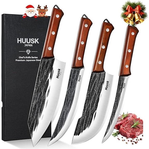Huusk 4-Piece Hand Forged Meat Knife Set
