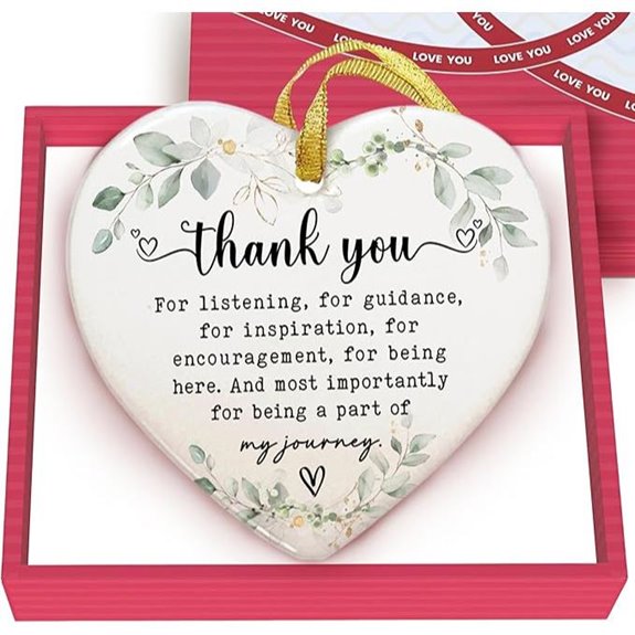 GOSSBY Heart Thank You Ornament for Gift or Decor