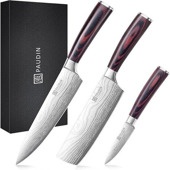 PAUDIN 3-Piece High Carbon Steel Kitchen Knife Set