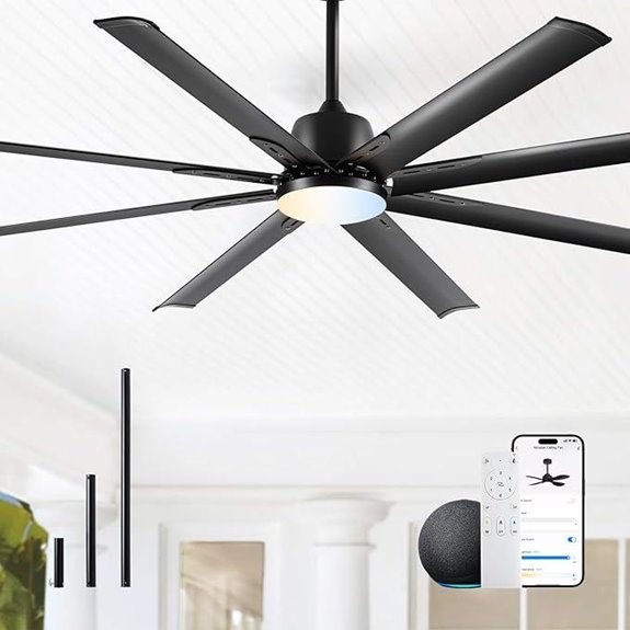 Industrial WiFi Ceiling Fan with Light & Remote