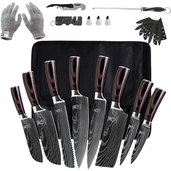 FULLHI 14-Piece Japanese German Stainless Steel Knife Set