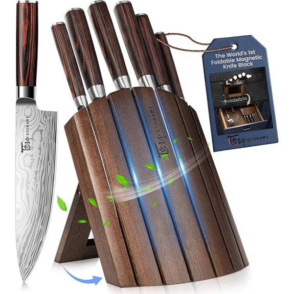 Japanese 7-Piece Kitchen Knife Set with Magnetic Block