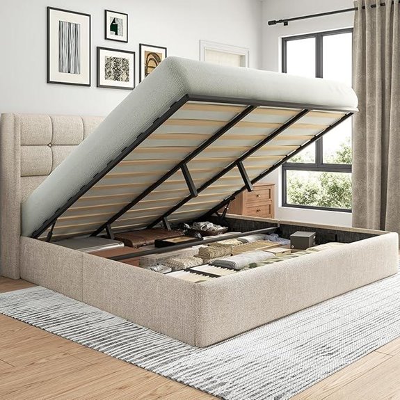 Lifezone King Size Storage Bed Frame with Headboard