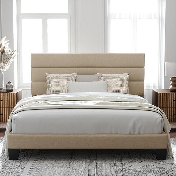 Allewie King Size Upholstered Bed Frame with Headboard