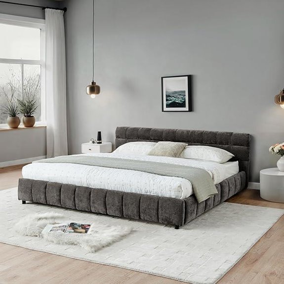 California King Upholstered Bed with Storage Drawers